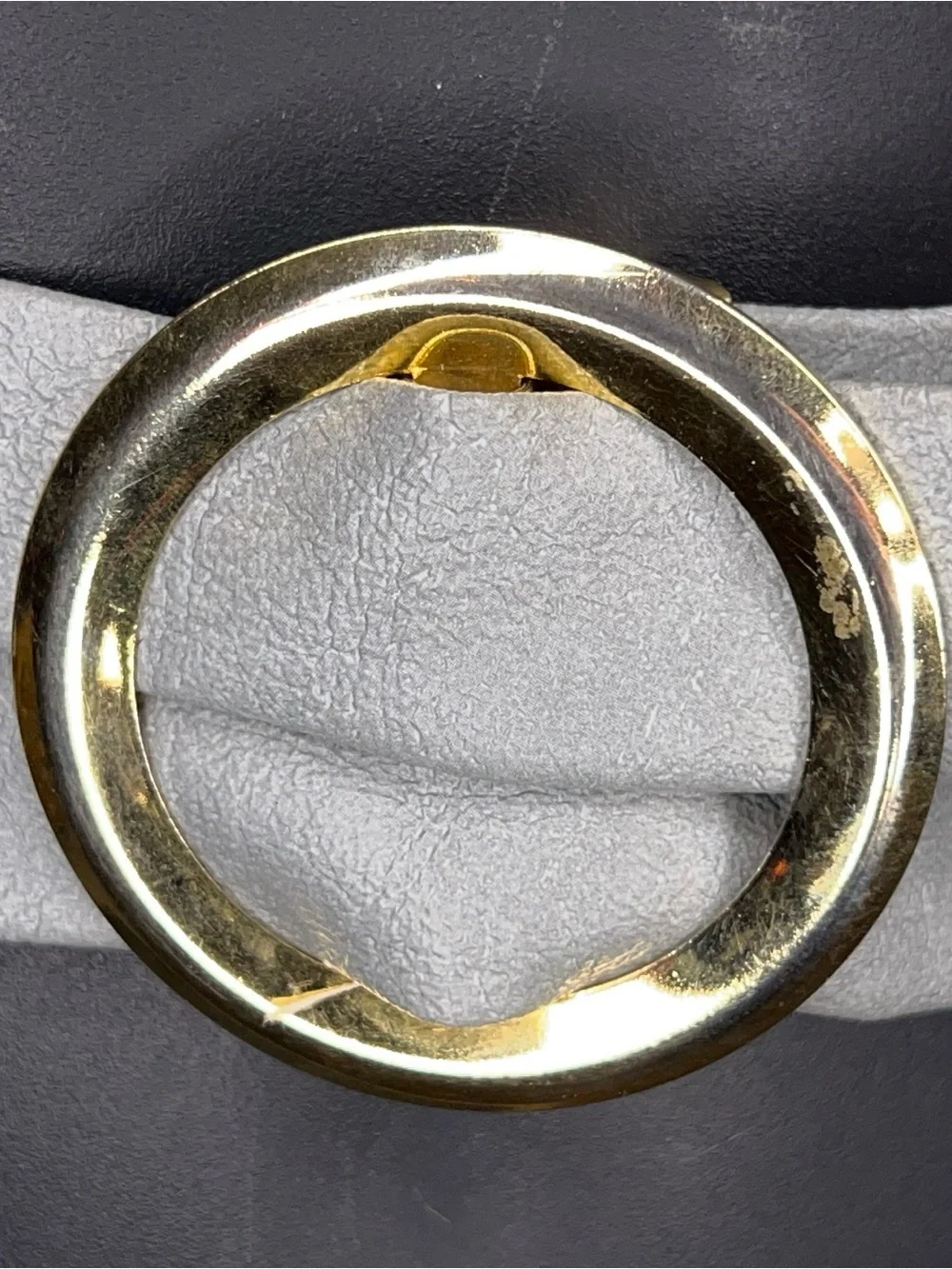 Vintage Small Grey Belt Retro 80s Round Gold Buckle Adjustable